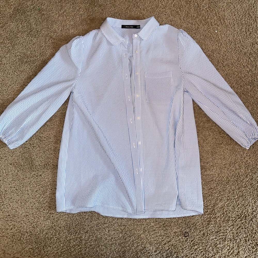 Doe & Rae preppy blue and white stripped top